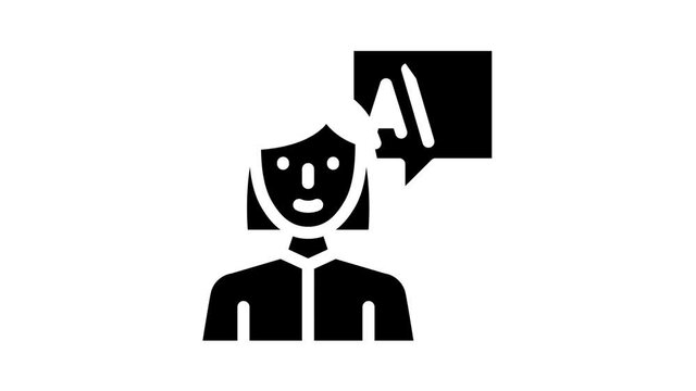 interpreter woman job glyph icon animation