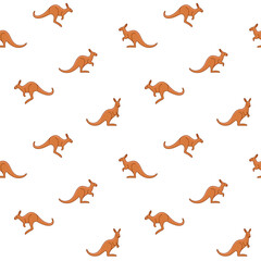 Cartoon happy kangaroo - seamless trendy pattern with animal in various poses.