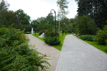 MOSCOW, RUSSIA - September 1, 2020: Lilac garden in Sokolniki Park