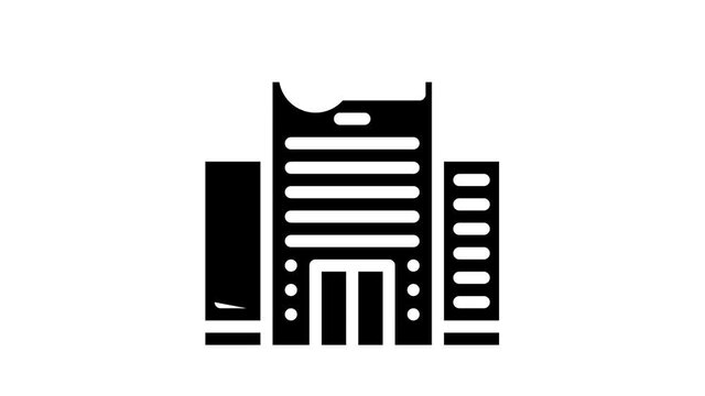 hospital building glyph icon animation