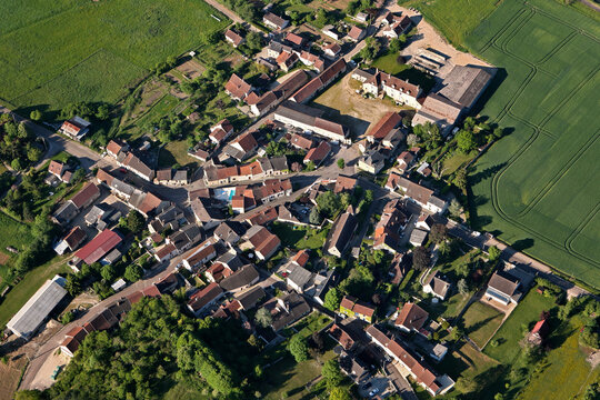 Sery village seen from the sky in the Yonne department , Bourgogne région, France