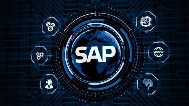 SAP System Software Automation concept on virtual screen data center. Business, modern technology, internet and networking concept