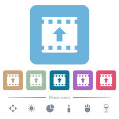 Move up movie rounded square flat icons