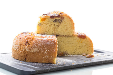 cooked sweet biscuit with dried apricots and nuts inside