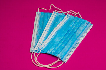Close up and detail of medical hygienic mask, face protective surgical masks isolated.