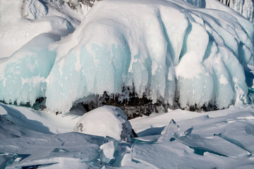 Large ice crystals on Lake Baikal. Russia