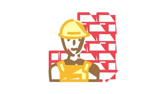 builder worker color icon animation