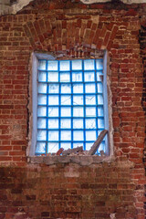 Abandoned brick factory in autumn forest