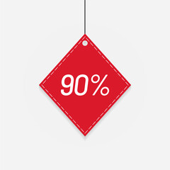 Obraz na płótnie Canvas Tag sale red discount label 90 off Vector