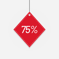 Tag sale red discount label 75 off Vector
