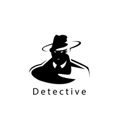 detective  logo vector illustration of man in hat design template