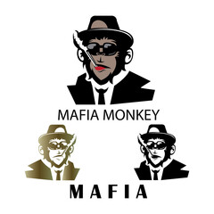 Mafia logo mascot vector illustration monkey design