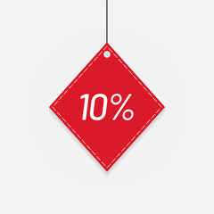 Tag sale red discount label 10 off Vector