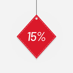 Tag sale red discount label 15 off Vector