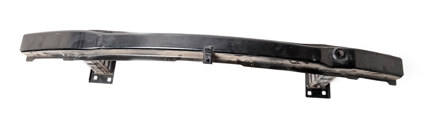 Iron stiffener reinforcement for the rear of the car black body spare part of the strengthener of bumper. Equipment for sale or installation in auto service or garage. Car parts catalog.