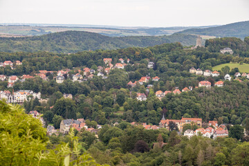 Fototapeta na wymiar Scenic view at landscape and the city Eisenach