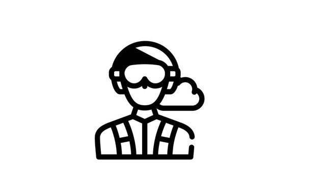 paratrooper worker black icon animation