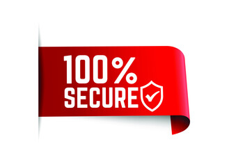 100 percent secure banner template. secure ribbon label.