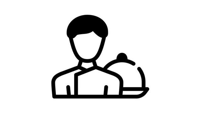 cook worker black icon animation