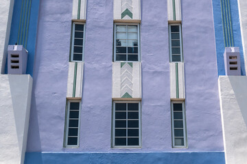 Old architecture in the Art Deco district in Miami Beach, Florida, USA