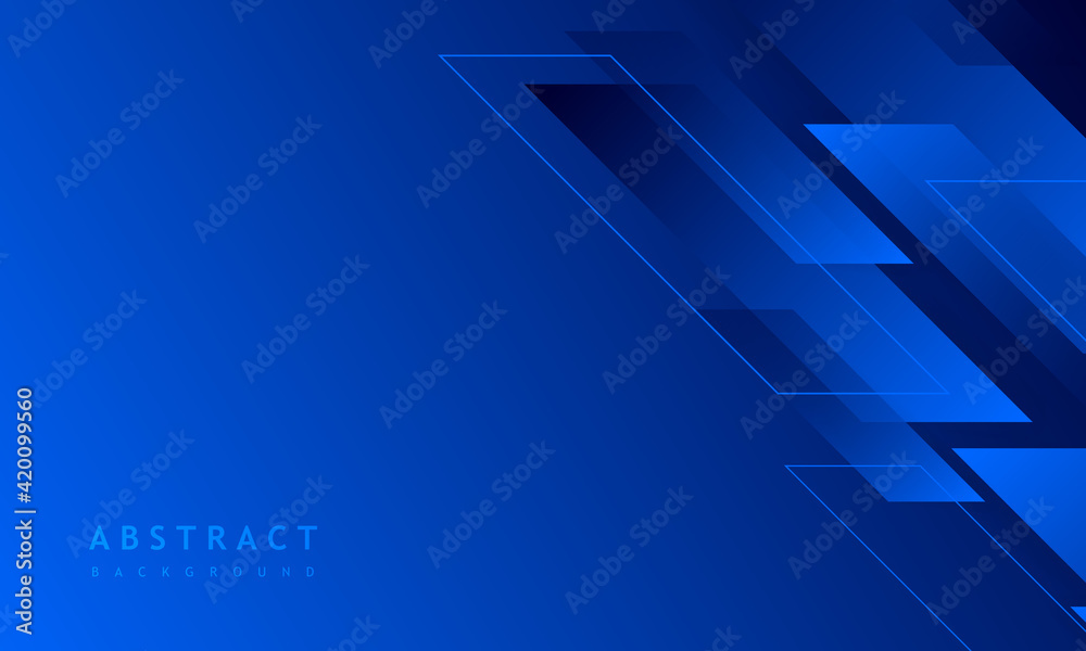 Poster dark blue background with abstract square shape, dynamic and sport banner concept. - Posters