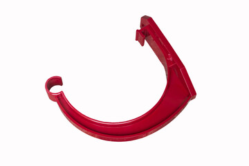 fasteners for drainage gutters,red bracket for mounting the gutter system on a white background