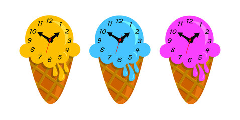 three cream clock