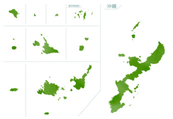 水彩風の日本地図　沖縄