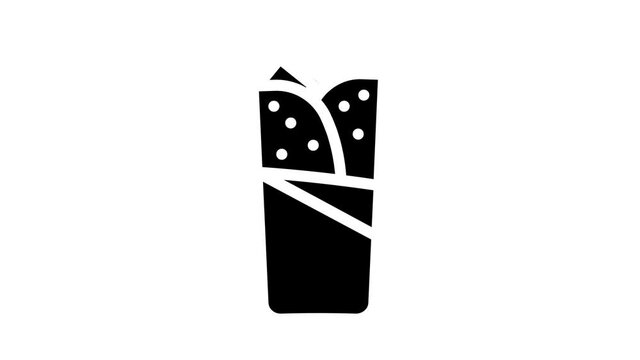 shawarma, burrito or chimichanga glyph icon animation