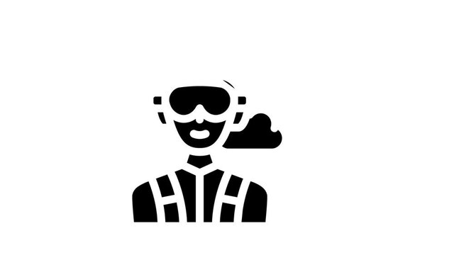 paratrooper worker glyph icon animation