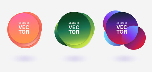 Abstract colorful bubble badges set text template isolated vector illustration. Abstract dynamic geometric banners.