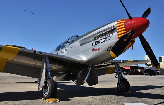 Airplane P-51 Mustang Fighter Plane Stock Photo, Picture and