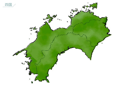 和風な日本地図　四国地方