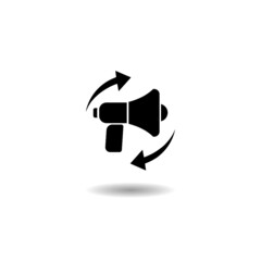 Review marketing megaphone icon with shadow
