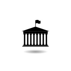 Simple Black Courthouse icon with shadow