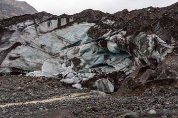 Solheimajokull Glacier in southern Iceland, between the volcanoes Katla and Eijafjallajokull, Iceland