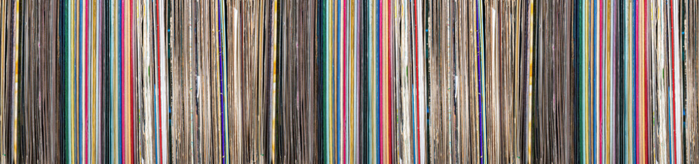 a pile of old vinyl records