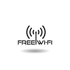 Free wifi zone icon with shadow