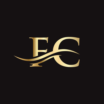 FC logo Design. Premium Letter FC Logo Design with water wave concept.