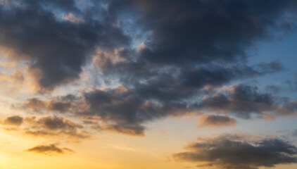 Beautiful colorful sunset sky with dramatic clouds Nature sky clouds background.