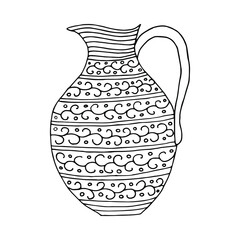 Modern abstract vase. Coloring page. Doodle poster. Stock vector illustration.