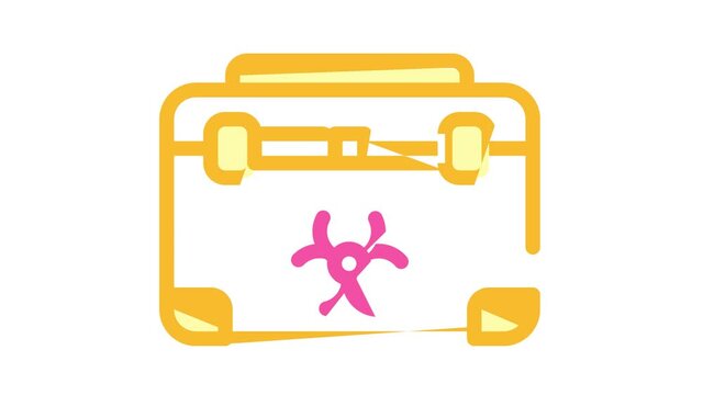 disposal box for biomaterials, needles and syringes color icon animation
