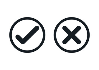Good bad symbols. Black speech bubble like do's and don'ts. flat simple modern illustration. Concept of checklist element and reject or accept symbol.