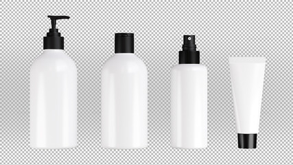 realistic of cosmetics bottle collection set isolated on transparent background,with clipping path