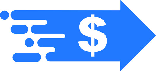 Fast money transfer icon, sent money icon, money transfer icon with dollar sign, quick money transfer icon