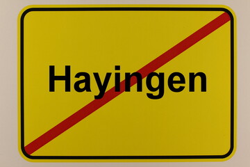 Illustration eines Stadtausgangsschildes der Stadt Hayingen