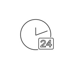 Open 24 hours a day line icon. Vector