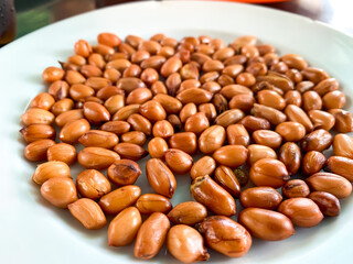 Fried peanuts to accompany side dishes. background. Local food