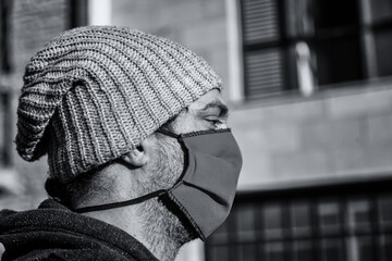 Young street gang with mask