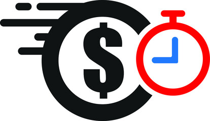 Fast money transfer icon, sent money icon, money transfer icon with dollar sign, quick money transfer icon